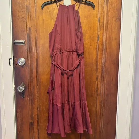 LOFT Asymmetrical Burgundy Dress - Picture 4 of 7